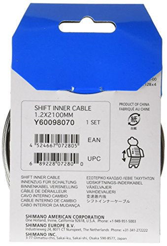 SHIMANO Gear Inner Wire Y60098070 Shimano Standard Inner Gear Wire 1 2 x 2100mm, silver, 13cm UK