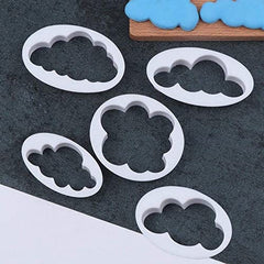 5 Pcs Cloud Fondant Cutter Plastic Cake Cookie Biscuit Cutter Mold for Baking Room Coffee Shop Birthday or Wedding Cake