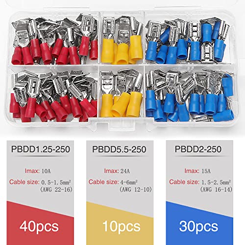 YIXISI 80 PCS Piggy Back Spade Electrical Connectors Crimp Terminal, Insulated Crimp Connectors Set