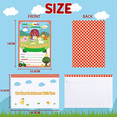 WERNNSAI Farm Party Invitations with Envelopes - 20 Count Farm Animals with Barnyard Tractor Invite Cards for Kids Boys Birthday Baby Shower Farm Themed Party Supplies