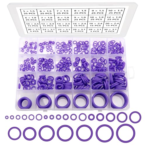 YIXISI 420 PCS 24 Sizes Purple O-Rings Assortment Kit, Silicone Metric O-Rings, for Tap Plumbing Washer Seal & Auto Quick Repair