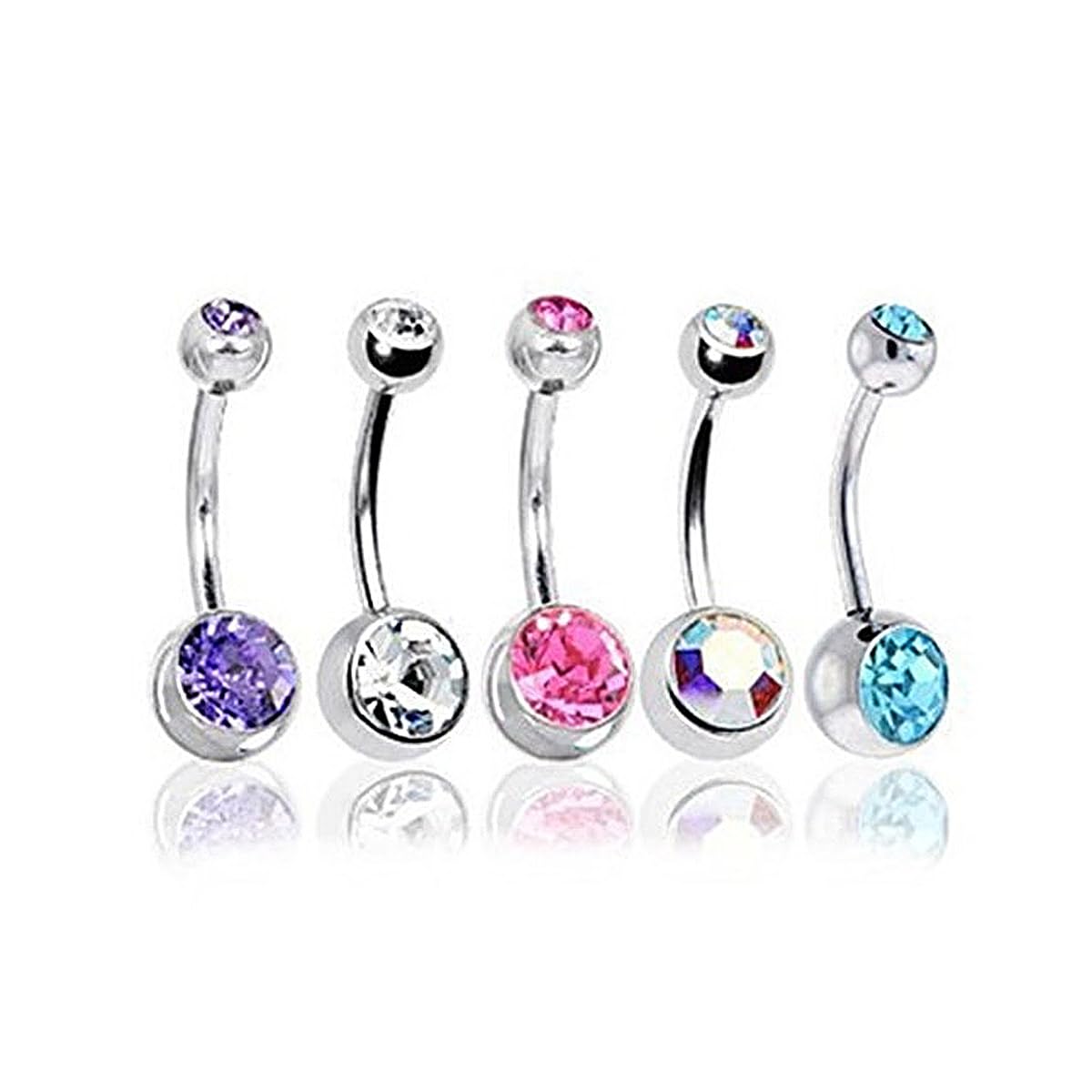 Surgical Steel Belly Button Jewelry, Pack of 5, Body Piercing Jewelry