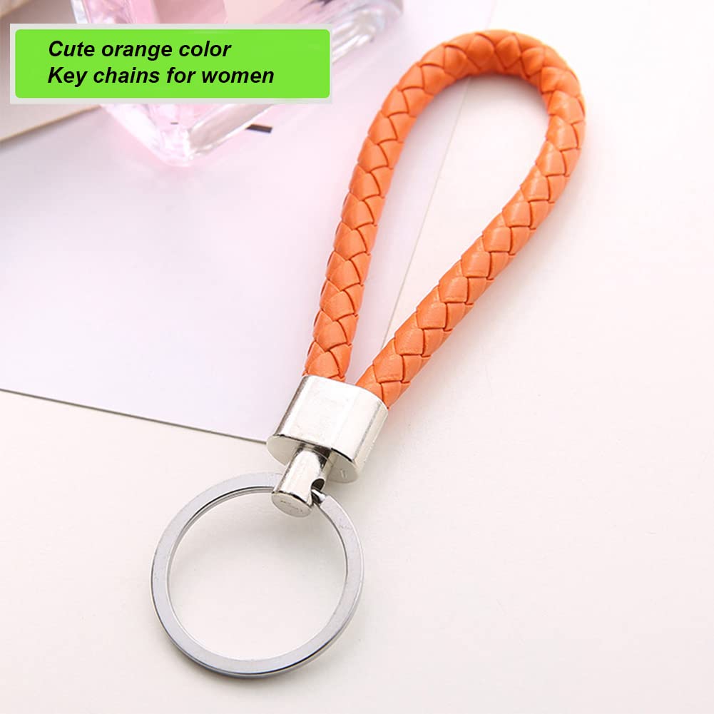 SwirlColor Braided PU Leather Strap Keyring Keychain Car Key Chain Ring Key Fob for Women Men Children- 5 Pcs