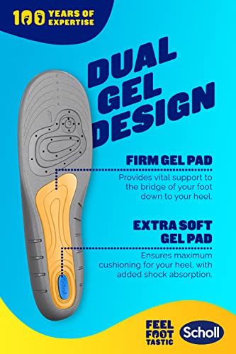 Scholl GelActiv Work Insoles for men. GelActiv shock absorption insoles for working all day, or standing all day, Insoles for work boots or work shoes. UK Shoe Size 7-12, 1 Pair