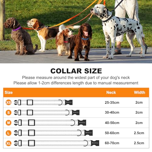 PcEoTllar Soft Dog Collar, Reflective Puppy Small Dog Collar, Nylon Neoprene Padded Dog Collar Medium, Adjustable Large Dog Collars with Tag, Basic Dog Collar, Orange-M