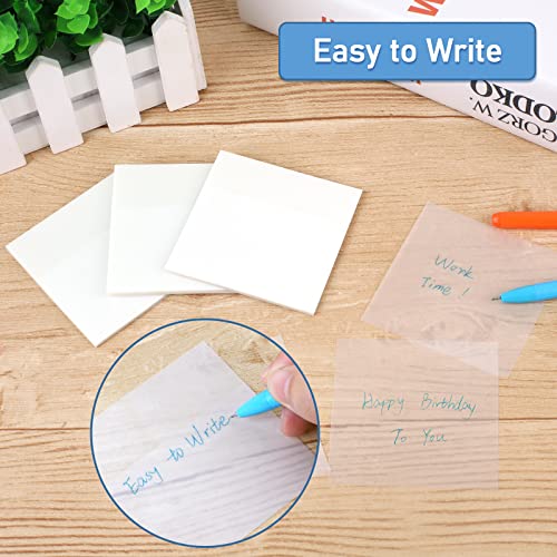 Sticky Notes Set, 150 Sheets Transparent Sticky Notes, Self Adhesive Clear Sticky Note Square, Waterproof Translucent Sticky Note Tab, Sticky Note Pad for Students School Office Supplies(7.6x7.6cm)