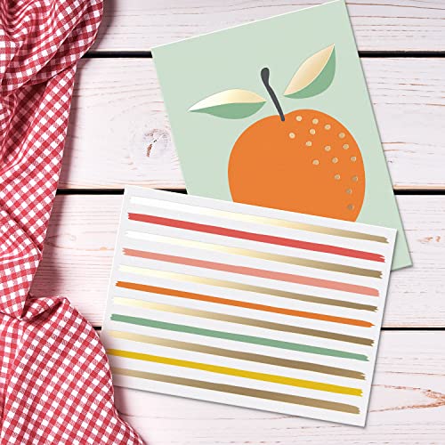 Blank Cards with Envelopes - 24 Fruity Blank Note Cards with Envelopes – Six Different Assorted Cards with Gold Foil for All Occasions! Blank Notecards and Envelopes Stationary Set for Personalized