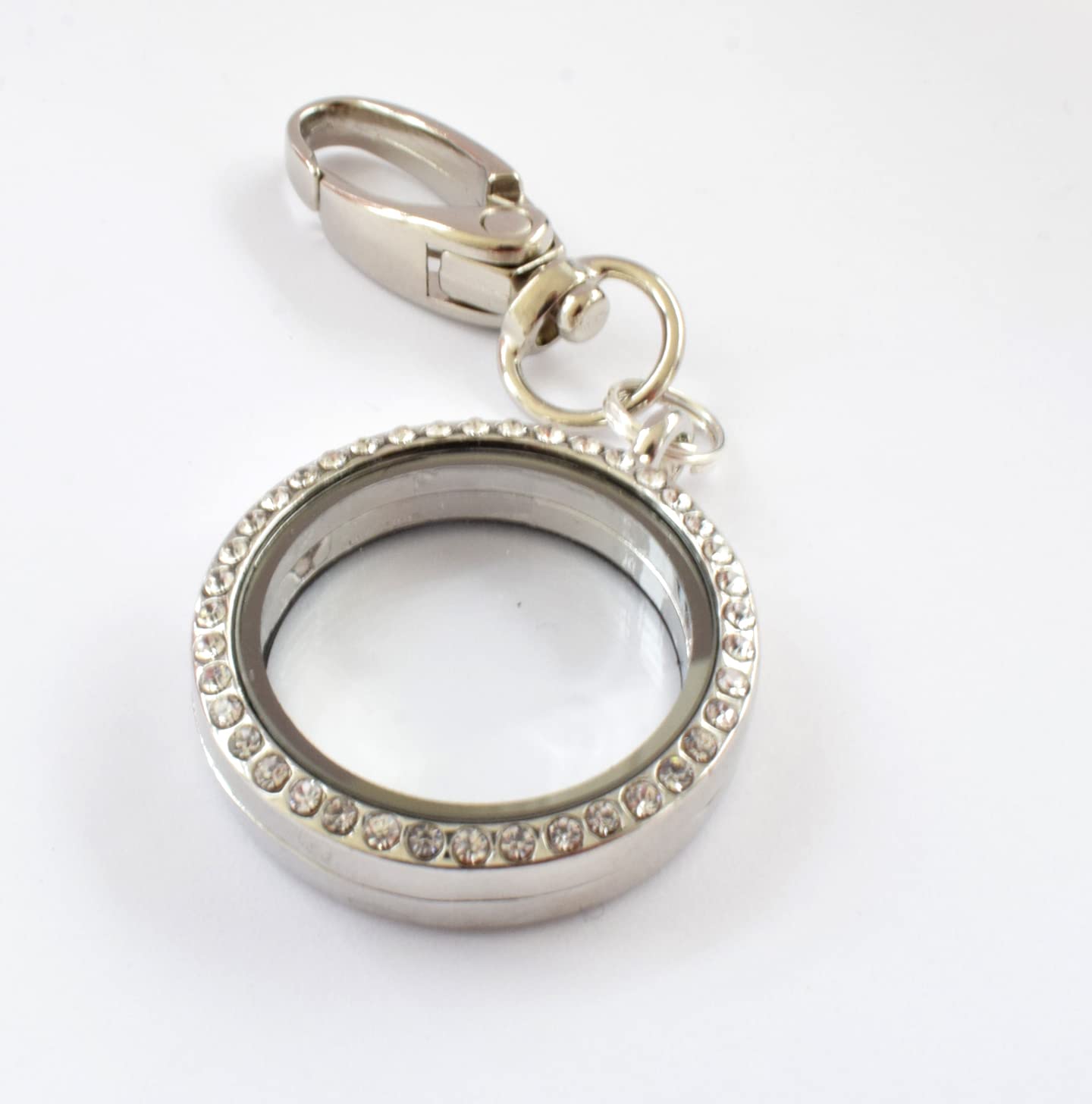 MUM In Memory Keyring. Real White Feather Inside Floating Locket Key Chain, Round Silver Colour Handbag Charm, Trinket. Angel, Wing, Rose, Love Charms. Sympathy gift