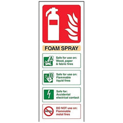 V Safety 11012AC-R Foam Spray Id Electrical Safe Fire Extinguisher Sign - Portrait - 75mm x 200mm - 1mm Rigid Plastic, Beige/Black/Green/Red