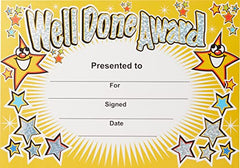 SuperStickers 'Well Done Award' Sparkling Classroom Certificate, A5 certificates. Pack of 20.