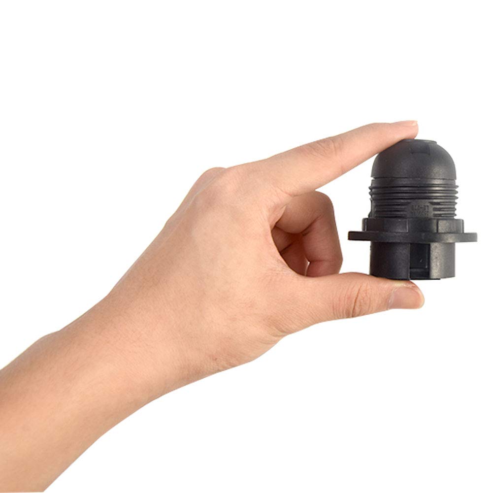 E27 Bulb Holder Edison Screw ES E27 Lamp Holder Practical Lamp Pendant Holder - Plastic Lampshade Ring Adapter(Black)