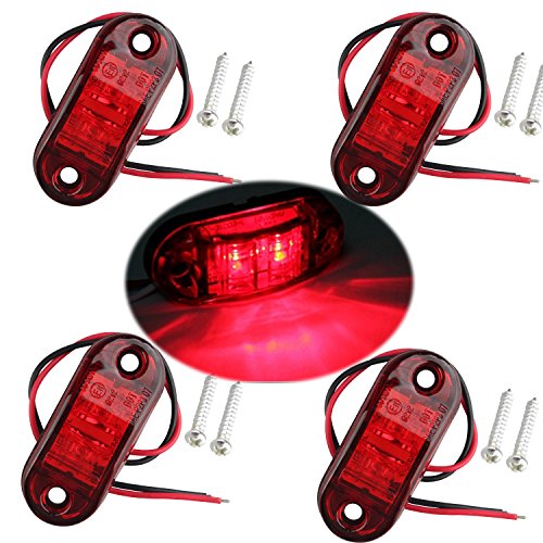 Futheda 4pcs IP65 Oval LED Lamps Side Marker Lights 12V/24V Front Rear Lights Universal Indicator of Position for Truck Trailer Van Caravan Lorry Car Bus Boats Red