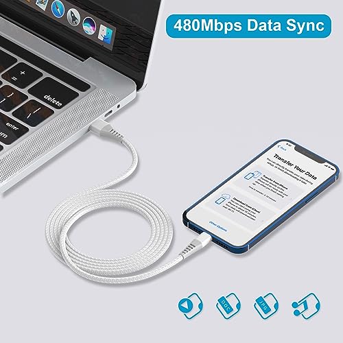 iPhone Charger Cable 2M 2Pack [MFi Certified], USB Lightning Cable 2M Nylon iPhone Cable Fast Charging iPhone Lightning Charger Cables Lead Wire for Apple iPhone 14 13 12 Pro Max XR XS 8 7 6 5 SE iPad