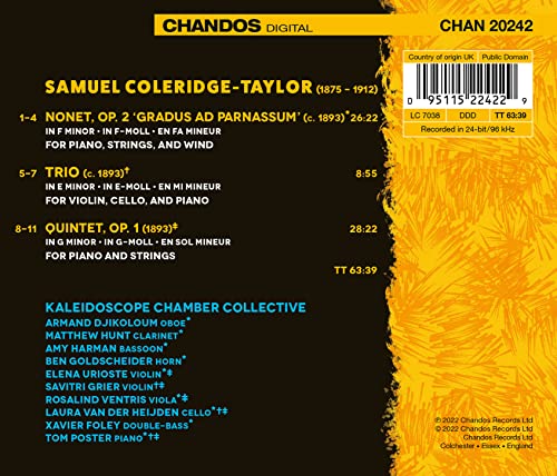 Samuel Coleridge-Taylor: Nonet, Piano Trio, Piano Quintet