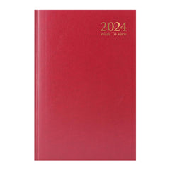 1ABOVE 2024 A5 Week to View Diary   Week to View A5 Planner  60gsm-Paper  Hardback Cover   Casebound for Home and Office Use (Red)