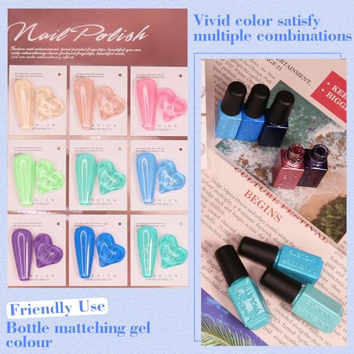 Lavender Violets 21 Pcs Gel Nail Polish Frozen Sliver Diamond Gold Nude Pink Purple Blue Ice Romantic Valentine Gift Set Soak Off UV LED Base,Glossy n Matte Top Coat Manicure Shellac Varnish F986