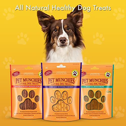 Pet Munchies Chicken with Blueberry Sticks Dog Treats, Healthy Grain Free Dog Chews with Natural Real Meat, Low in Fat and High in Protein 80g