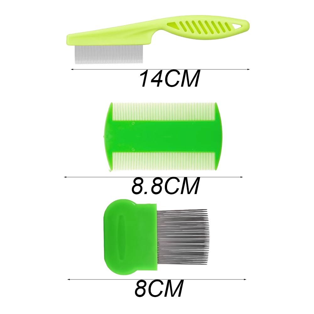 Lice Comb, 3 Pcs Lice Combs, Double Sided Lice Combs, Stainless Steel Tooth Comb, Lice Removal Combs