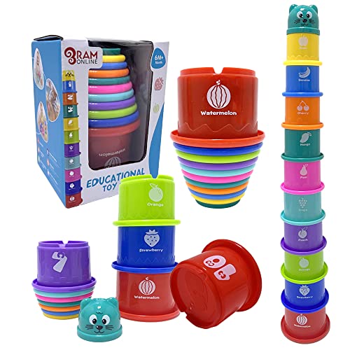 Ram© Baby Kids 11 Piece Stacking Cups Stackers Pre-school Learning Toy Stacking Tower Pyramid