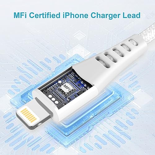 iPhone Charger Cable 2M 2Pack [MFi Certified], USB Lightning Cable 2M Nylon iPhone Cable Fast Charging iPhone Lightning Charger Cables Lead Wire for Apple iPhone 14 13 12 Pro Max XR XS 8 7 6 5 SE iPad