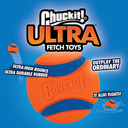 ChuckIt! Ultra Ball Dog Toy Ball Durable Rubber Dog Ball High Bounce Floating Chuck It Launcher Compatible Toy Balls For Dogs, 1 Pack, Large