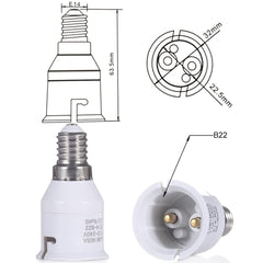 Luminosa E14 to B22 Lamp Holder Adapter Converter (Pack of 2 Adapters)/ ES Edison Small Screw to Bayonet Bulb Socket Adapter/LED Light Adapter Converter / 1 Year Warraty/CE Certified