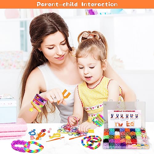 UUEMB 2500and Loom Bands Kit, 30 Colors Loom Bands for DIY Refill Bracelet Making Craft Kits, Loom Twist Bands with More Accessories in 40 Grids Case for Party, X-mas Birthday Gift for Kids