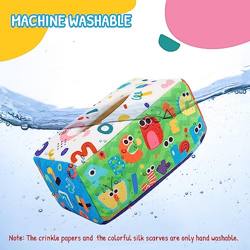 URMYWO Baby Toys 6 to12 Months, Baby Tissue Box Toy, Sensory Toys for Babies, Toys for 1 Year Old Boy Girl, Soft Crinkle Toys for Infant Toddlers, Stocking Stuffers, Baby Boy Girl Gifts