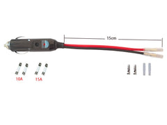 Dongge Car Replacement 12V 24V Cigarette Lighter Male Plug with Leads with LED Light Cigar Female Socket Plug Extension Cable for Motorcycle Car Tractor with spare fuse and terminal kit 2Pack