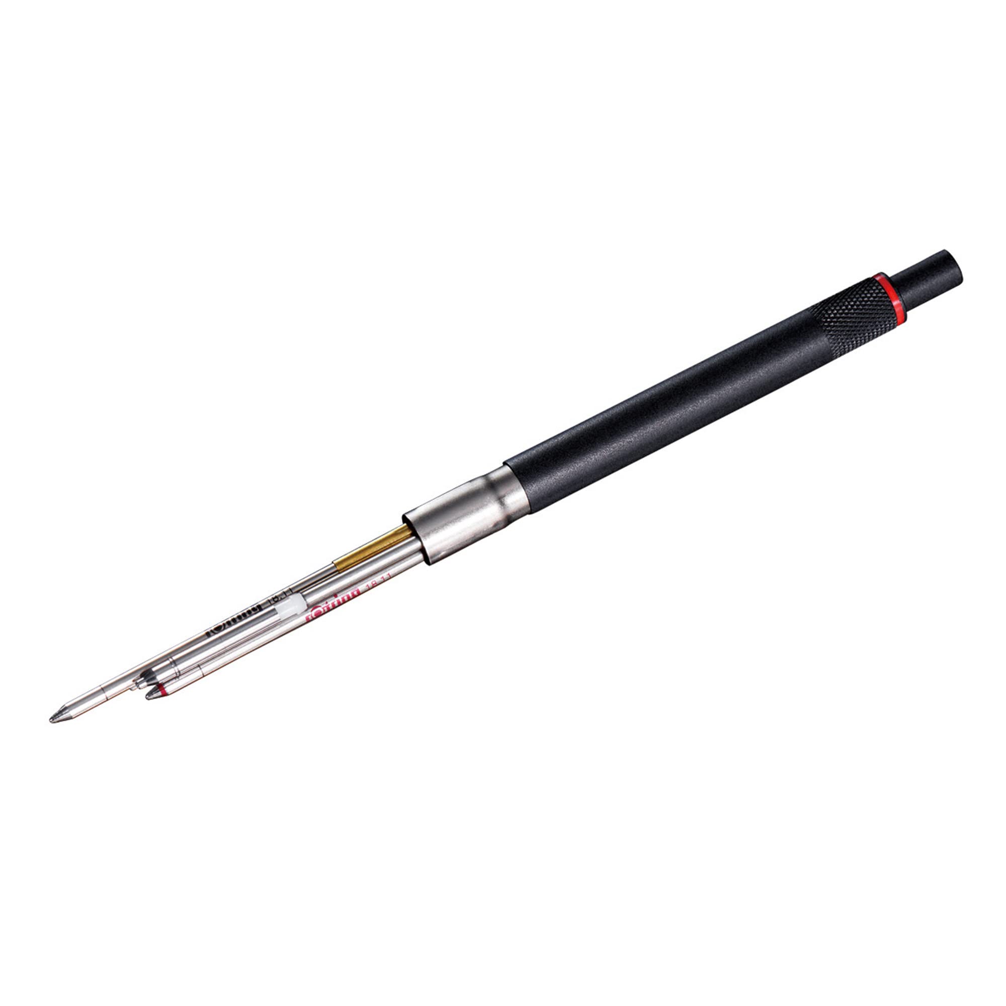 rOtring 600 3-in-1 Multicolour Pen and Mechanical Pencil   Black & Red Ballpoint Pen Tips   1 Mechanical Pencil Tip (0.5mm)   Silver Barrel