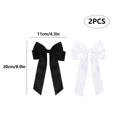 2 Pack Bow Hair Clips, Pink Hair Bows for Women Girls, Large Bow Clips Hair Barrette Hair Accessories(Black, White)