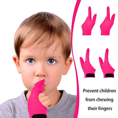 4 Pcs Thumb Sucking Guard Gloves，Kids Chewy Compression Glove，Kids Stop Thumb Sucking and Finger Biting for Ages 5-13 (Double Thumb Style)