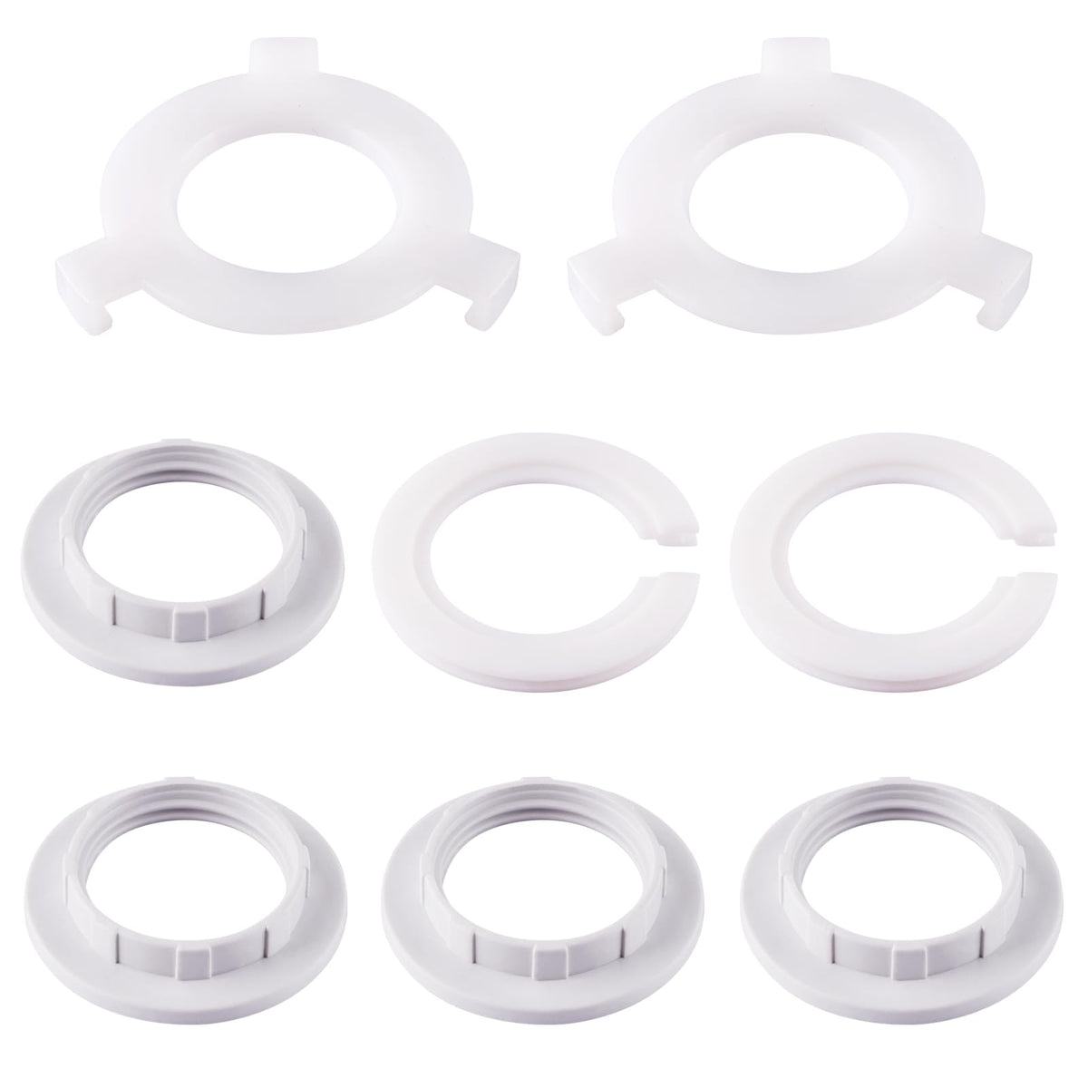 8 Pack Plastic Lamp Shade Reducer Ring, E27 to E14 Lampshade Reducer Ring, E14 Lamp Shade Ring Converter, Lamp Shade Adapter Rings, Socket Replacement Ring, Fitting Lampshade Washer Adaptor White