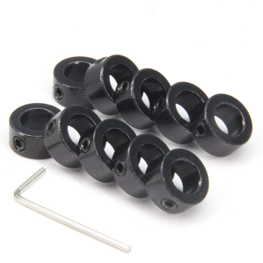 Zeberoxyz 10PCS/Pack Black 8mm Shaft Lock Collar T8 Lead Screw Lock Ring Stainless Steel Material Isolation for 3D Printer Accessories (8mm-Black)