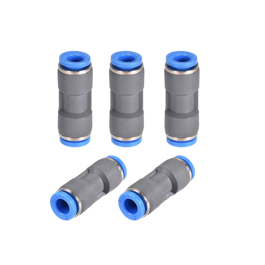 sourcing map Straight Push Connectors 6mm Quick Release Pneumatic Connector Plastic Union Pipe Tube Fitting Grey 5Pcs