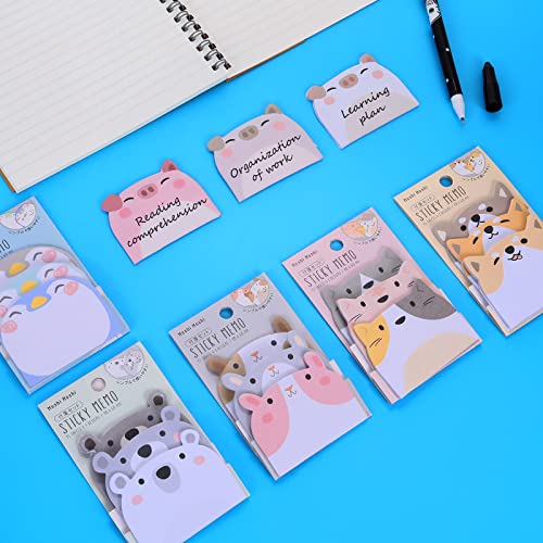 Molain Cute Sticky Notes, Cartoon Notes Animals Shape Markers Flags Self-Stick Memo Pads Students Home Office Roommates Gifts Tab Supplies 270 Sheets, multicolored, 6 x 4.5 cm/ 2.4 x 1.8 inch
