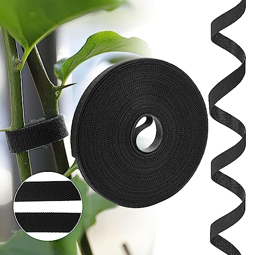 URAQT Cable Ties, 10M Fastening Tape Hook and Loop Cable Ties, DIY Nylon Securing Cinch Strap, Self Adhesive Cable Ties Strap Reusable for Cord Organizer Cable Tidy, 1.5cm Wide (Black)