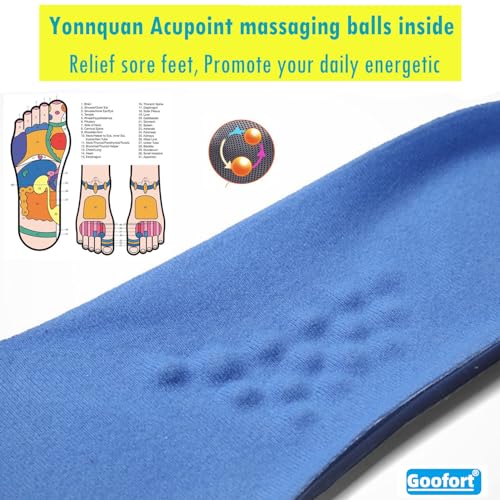 Goofort Women Men Massage Insoles Gel Insoles Stimulating Yonnquan Acupoint Relieve Your Sore Feet 3D-Xpain™-Plus with Cushion Shock Absorption Work Boots Long Sports Standing Pressure Relief UK5-13