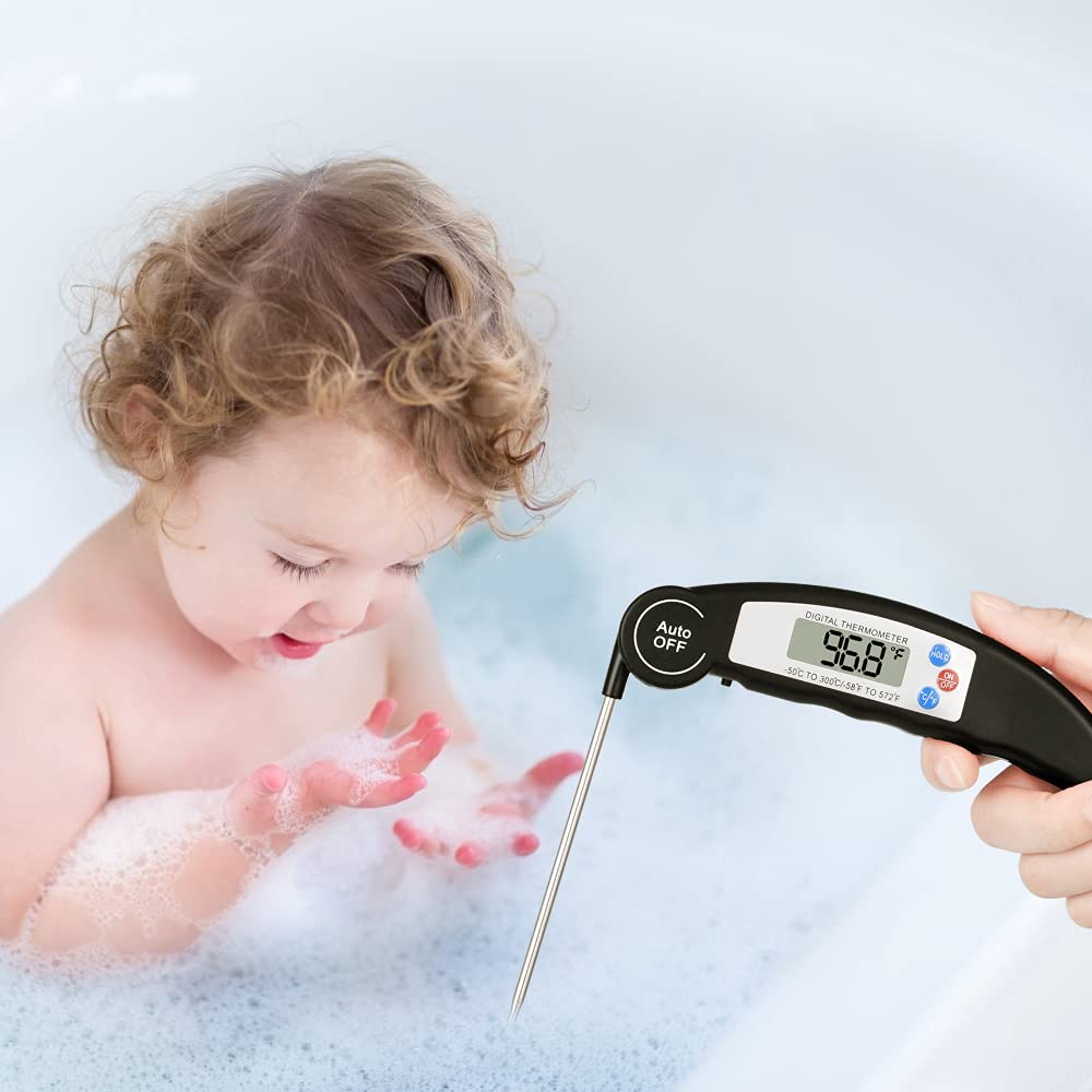 flintronic Food Thermometer, Digital Instant Read Meat High Accuracy Foldable Long Probe Food Cooking Thermometer with °F/°C, Auto On/Off Cooking Thermometer for Kitchen, BBQ, Milk, Water