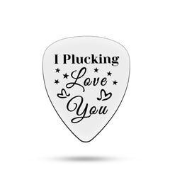 Stainless Steel Guitar Pick I Plucking Love You Guitar Pick Anniversary Present for Him Men Musical Guitar Player Keyring Gift for Husband Boyfriend Fiance Dad Valentine Christmas Birthday Gift