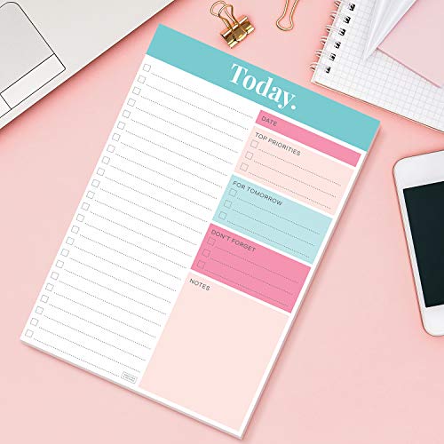 Sweetzer & Orange Daily Planner Notepad - Undated Productivity Organiser with Tear-Away Agenda to Do List Notepad - Stationery for University Students, Home & Work Office- 52 Sheets- 17.7cm x 25.4cm