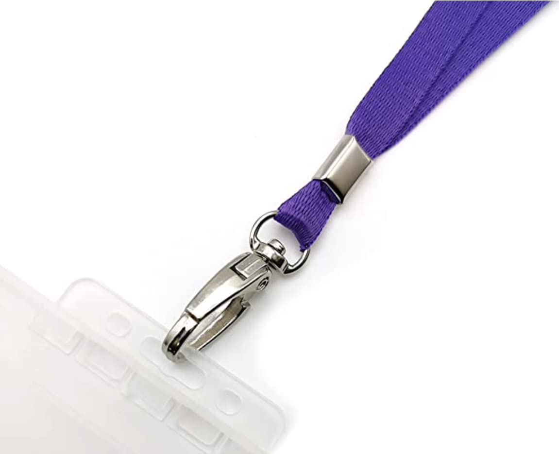 Lanyard Neck Strap ID Card Pass Badge Holder with Metal Clip and Safety Breakaway for Staff, NHS, Teachers, Nurse (1 Purple Lanyard)