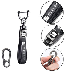 Retro Leather Keyring for Seat Ibiza LEON CUPRA FR Arona Ateca Tarraco,Black Anti-rust Key Ring for Car Vehicle Motorcycle Bicycle,Fashion Keyring for Men and Women