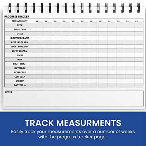 Ultimate Gym Workout Log Book, XL A5 Exercise, Fitness and Training Diary & Journal – 100 Page with Exercise, Cardio & Notes Sections, Set Goals & Track Progress - (Blue)