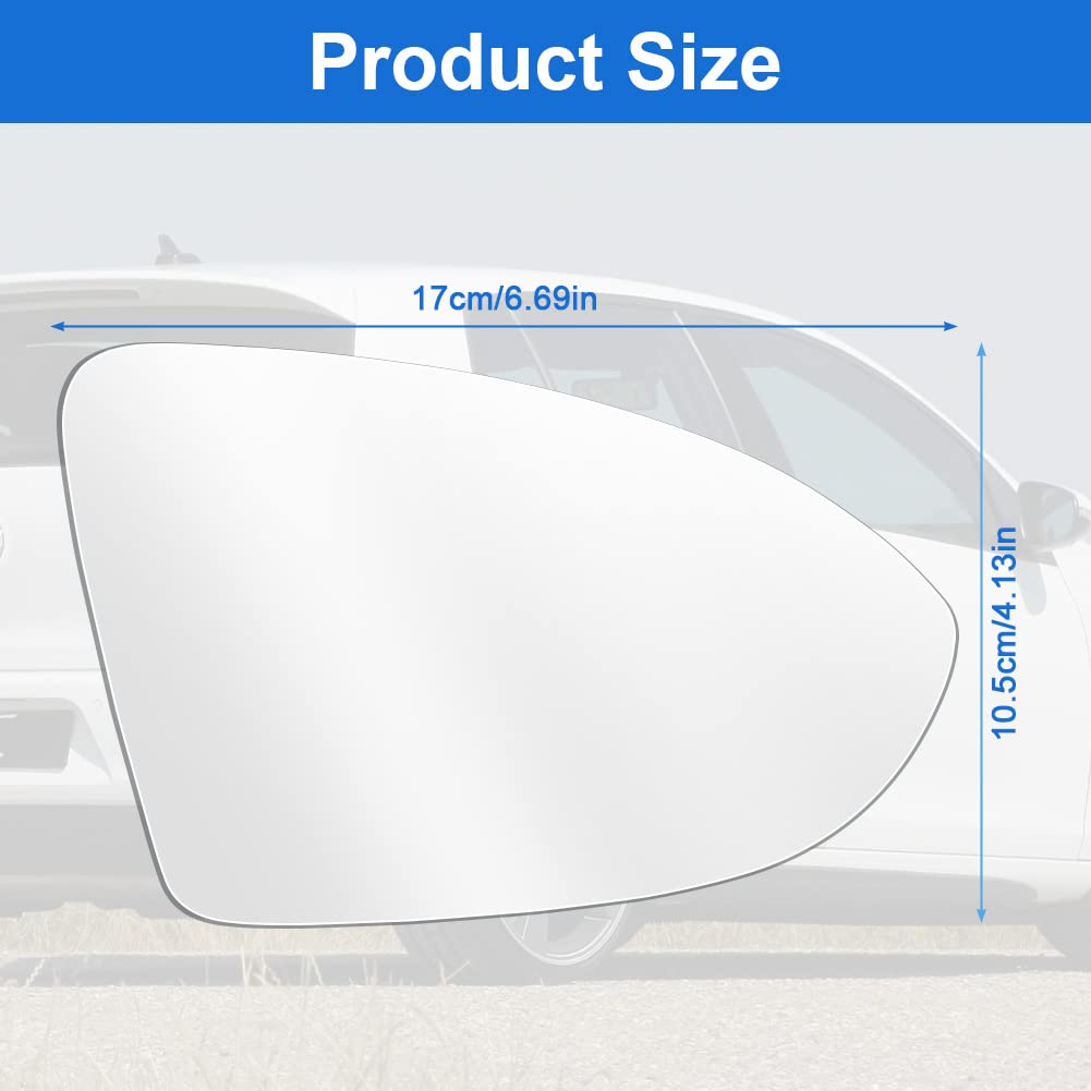 URAQT Fit for VW Golf MK7 2013-2020 Wing Mirror Glass, Right Heated Wing Mirror Glass Replacement, Convex Clear Driver Side Heated Aspherical with Support Plate Door Mirror OEM:V-W (5G0857522)