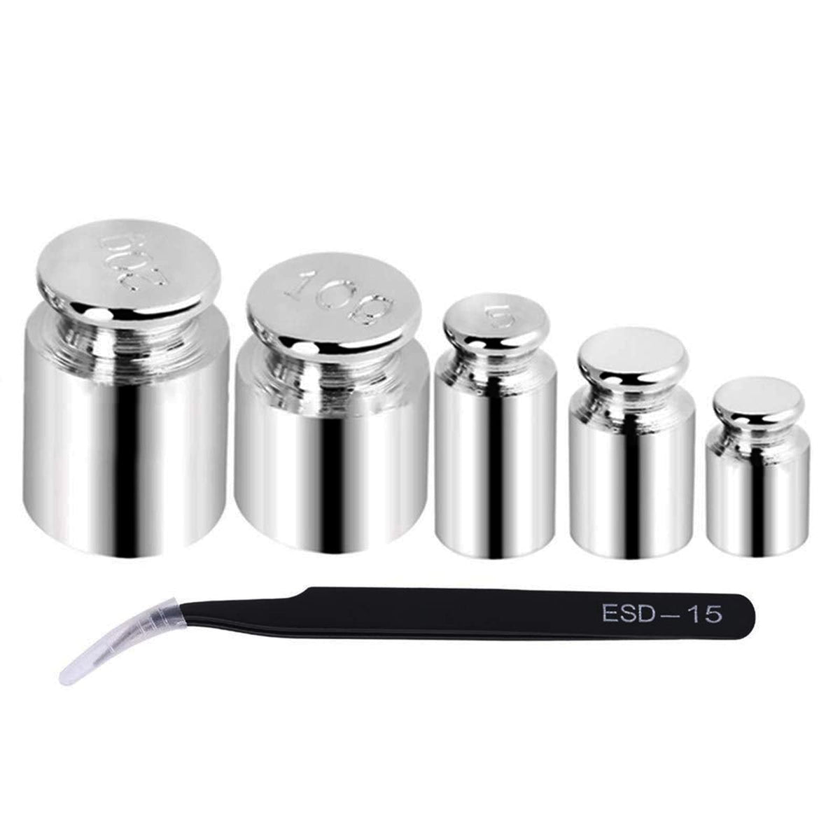 Calibration Weight, 1g 2g 5g 10g 20g Chrome Plating Calibration Gram Scale Weight Set and 1 Piece Calibration Weight Tweezer