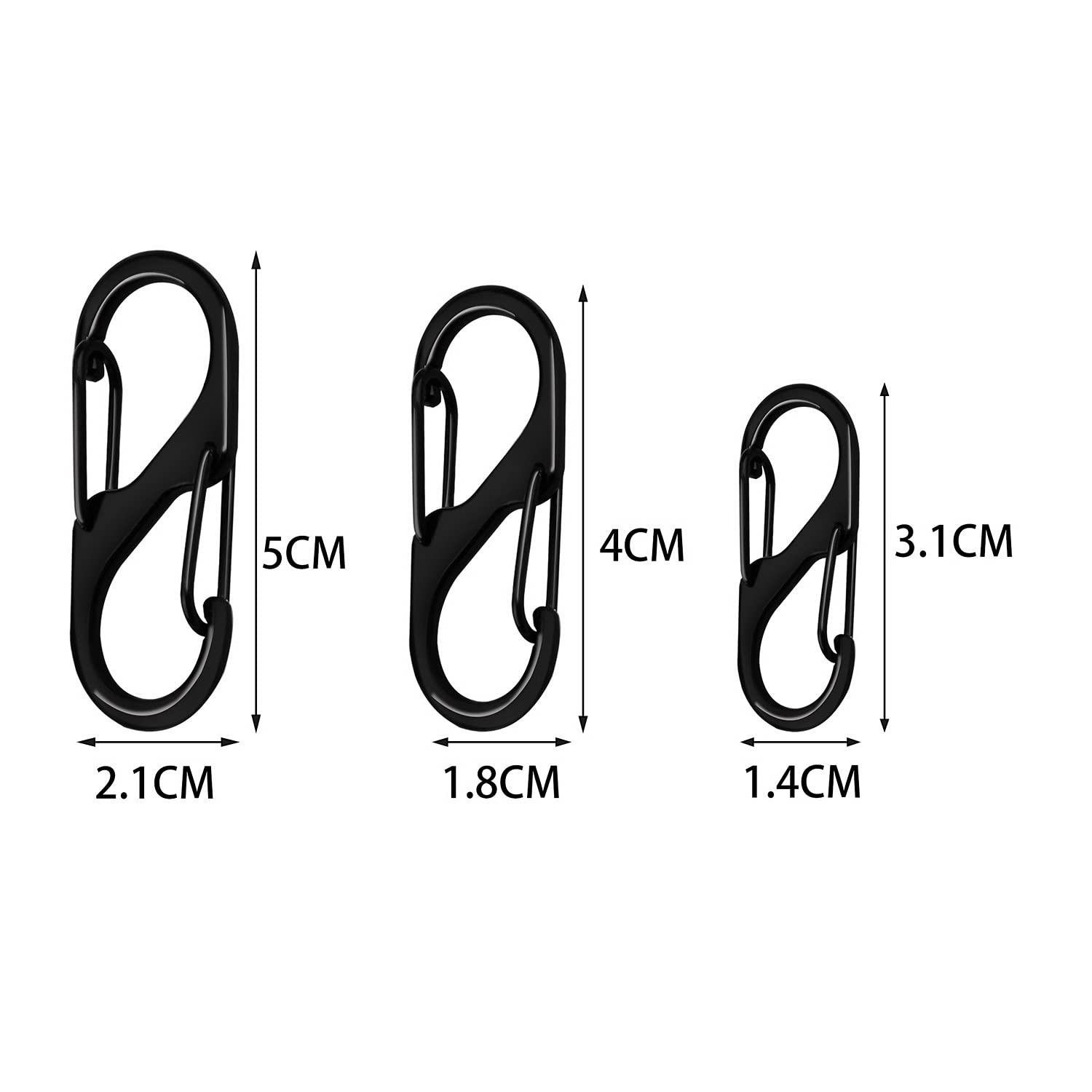 10 Pcs S Small Carabiner Keyring Clip, 3 Sizes Dual Opening Keychain Clip S Ring Locking Carabiner Double Clip Hook for Outdoor Hiking Fishing Camping Traveling