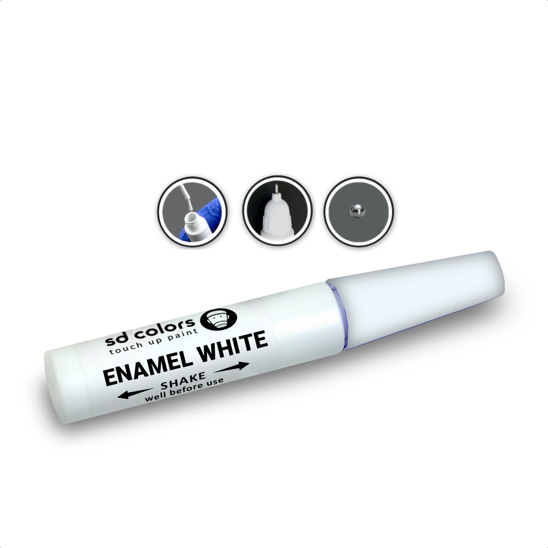 SD COLORS ENAMEL WHITE TOUCH UP PAINT PEN 12ml Quick Drying Compatible with Kitchen Appliances, Bathroom, Shower, Sink, Metal, Radiator, Fridge