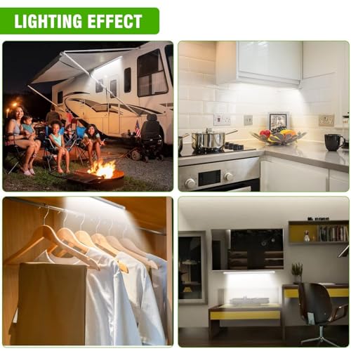 Linkstyle 12V Interior LED Light Bar, 120 LED Universal Strip Light Bar with ON/Off Switch, White Lamp for Van Car Auto Camper Bus Caravan Boat Motorhome MPV RV Kitchen Bathroom Cabinet (2 Pack)