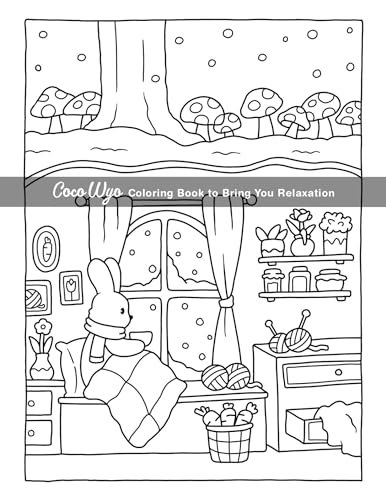 Cozy Spaces: Coloring Book for Adults and Teens Featuring Relaxing Familiar Corners with Cute Animal Characters for Stress Relief